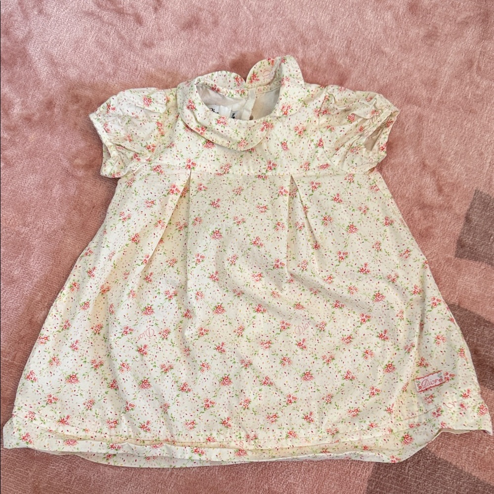Dior Floral Baby Dress in Cream and Pink